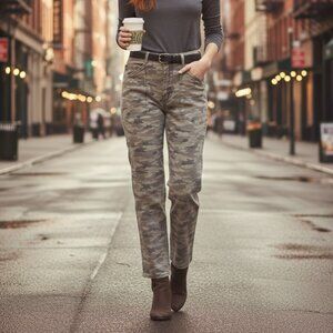 Anthropologie Women's Cotton Blend Mavis Utility Pants, Camo, Size 30